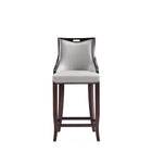 Manhattan Comfort Emperor 19" Traditional Faux Leather Upholstered Bar Stool - Light Grey - 2 Pack-Includes Footrest Base
