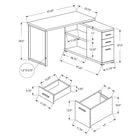 Monarch Specialties 7135 Computer Desk - Grey Left Or Right Facing Corner-Easy to assemble with illustrated instructions and all hardware included, this corner desk is backed by a 5 year limited warranty against defects for your satisfaction.