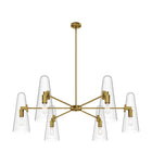 Modway - Beacon 6-Lumière Lustre - Laiton en satin transparent-Tiges suspendues réglables en hauteur