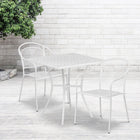 Table de jardin carrée de 28 po en acier blanc et 2 chaises au dossier rond, intérieur/extérieur [CO-28SQ-03CHR2-WH-GG]-Revêtement thermolaqué blanc