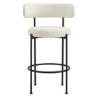 Modway Albie Boucle Fabric Bar Stools - Ivory/Black - 2 Pack-10
