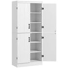 HOMCOM 69.5" H 6-Tier Kitchen Pantry Cabinet with 4 Doors - White-2 double door cabinets with 6-tier shelving space, for display and storage of food boxes, dishes, bathroom accessories, books, etc. 