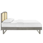 Modway Sierra Cane and Wood Queen Platform Bed with Angular Legs - Grey-Wood, MDF, and Veneer Construction