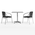 Flash Furniture 27.5'' Square Aluminum Indoor-Outdoor Table with 2 Black Rattan Chairs (TLH-ALUM-28SQ-020BKCHR2-GG)-ANSI BIFMA Certified