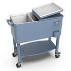 Permasteel 80 qt Rolling Patio Cooler with Divider & Shelf - Blue-Bottom shelf for additional storage 