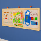 Flash Furniture Bright Beginnings Commercial Grade Wooden Three Panel STEAM Wall System-Natural Wooden Finish