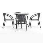 Table ronde en verre et en métal 28 po avec bordure en rotin gris et 4 chaises empilables en rotin gris (TLH-087RD-037GY4-GG)-4