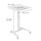 Uplite Tiltable Gas Spring Height Adjustable Desk with Locked Casters - White-Features lightweight steel frame finished in clean white for long-term durability and easy-care with a capacity of 17.6 lbs (8kg)