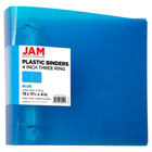 JAM Paper - Classeur en plastique de 4 pouces - classeur bleu à 3 anneaux-Taille : 4" de largeur | Peut contenir jusqu'à 750 feuilles de papier.