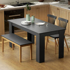 HOMCOM 63" Modern Dining Table with Wood Effect - Black-Colour: Black