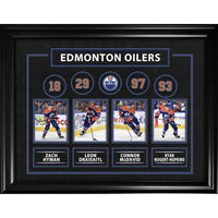 Edmonton Oilers Connor McDavid Leon Draisaitl Zach Hyman and Ryan Nugent-Hopkins - Framed Print - 36" x 28"-Premium print framed
