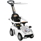 Qaba 3 in 1 Kids Push Car Toddler Sliding Car, Foot to Floor Design - White-3-in-1 design adapts to growing child's play needs 