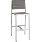 Modway Shore Outdoor Patio Aluminum Armless Bar Stool - Silver Gray - Set of 2-Sturdy Footrest