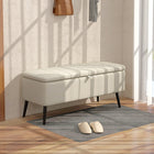 HOMCOM Linen Fabric Storage Ottoman Bench - Cream White-Storage under the seat lets you put away things that don't have a place