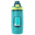 Bubba - Bouteille d’eau pour enfants Flo bubba, 473 ml, large ouverture, manchon en silicone, couvercle à bouton-poussoir, scuba/lumière vive-Couvercle 100 % antifuite lorsqu’il est fermé, avec un couvercle de bec verrouillable pour protéger contre la saleté et les impuretés