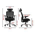 Staples - Fauteuil pivotant ergonomique en tissu Hyken XL pour les utilisateurs grands et costauds - Noir-Tension d’inclinaison variable pour personnaliser l’amplitude des mouvements et assurer des muscles détendus