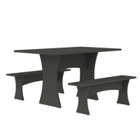 Manhattan Comfort - Ensemble de salle à manger Coney 135 cm style mid-century moderne - Gris - Lot de 3-Ensemble de salle à manger 3 pièces style milieu du siècle pour usage dans la salle à manger