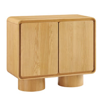 Modway Lumo 2-Door Curved Wood Accent Cabinet - Oak-Modern Sculptural Accent Cabinet