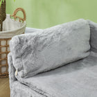 PawHut Dog Sofa Bed with Cushion and Pillow - Light Grey-Colour: Light Grey, Natural Wood 
