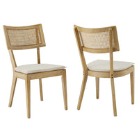 Modway Caledonia Fabric Upholstered Wood Dining Chair - Grey/Beige - 2 Pack-Modern Farmhouse Dining Chairs - Set of 2