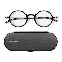 ThinOptics FrontPage Collection Glasses with Milano Black Case - 1.5 - Black-Product includes the ThinOptics Reading Glasses & the Universal Pod case featuring non-residue adhesive to stick onto your phone/case or any other hard & flat surface