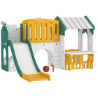 Qaba - Toboggan 7-en-1 pour tout-petits avec maisonnette et panier de basket pour jeu intérieur - jaune-Offrez un plaisir sans fin à la maison avec cette aire de jeux 7-en-1 pour enfants 