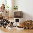 PawHut Automatic Smart Cat Food Dispenser with App Control - White-Includes two stainless steel bowls, suitable for feeding multiple pets simultaneously 
