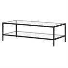 Hudson&Canal - Table basse rectangulaire Hera 54" de largeur avec étagère en verre - Bronze noirci-La capacité de poids du plateau de table est de 50 lb, l'étagère inférieure peut supporter 25 lb