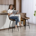 HOMCOM 27" Counter Height PU Leather Bar Stools - Brown - 2 Pack-Robust steel frame ensures stability and durability
