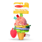 Melissa & Doug - Jouet à tirer en forme de glace-Attachez le jouet pour bébé en forme de glace souple, extensible et vibrant aux poussettes, sacs à couches, chaises hautes, sièges auto et plus encore pour garder le plaisir à portée de main ; idéal pour les voyages