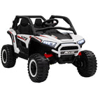 Qaba 2 Seater 24V 7AH Ride on Truck w/ Spring Suspension - White-Spacious seats accommodate two kids comfortably 