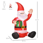 HOMCOM - Père Noël gonflable illuminé extérieur de 1 - 2 m avec boîte-cadeau-Livré avec tout le matériel et les accessoires nécessaires