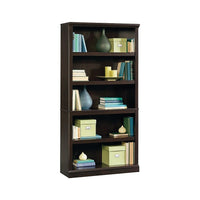Sauder 5-Shelf Bookcase, Jamocha Wood-Features three adjustable shelves and two fixed shelf