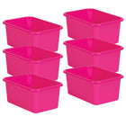 Teacher Created Resources Small Plastic Storage Bin - Pink - 6 Pack-Small books, notepads, toys, games, and supplies can be stored away to help your room stay clutter free.