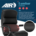 La-Z-Boy - Fauteuil de bureau en cuir reconstitué ergonomique Aberdeen - Noir-Cuir reconstitué avec zone lombaire perforée pour un confort rafraîchissant