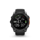 Garmin fēnix 8 - AMOLED Outdoor Recreation/Adventure Watches - 51 mm - Slate Gray with Black Silicone Band-Off-grid voice command feature lets you access select watch controls even without a smartphone connection