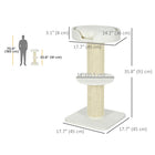 PawHut 36" Cat Tree with Sisal Mat Scratching Post and Cushion Bed - Cream White-Neutral colour tones match your home decor well 