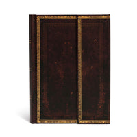 Paperblanks Old Leather Collection Midi Lined Wrap Closure Hardcover Journal - Black Moroccan-144 pages, 21 lines per page