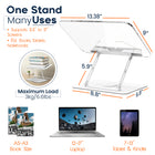 ShoppingAll Foldable Adjustable Book Holder with 360° Rotating Base and Elastic Clips - White-Durable and Stylish - Crafted from premium wood and aluminum, this stand isn’t just functional—it’s built to last. Use it as a rotating display, paper holder for typing, or a sturdy book stand with secure page clips.