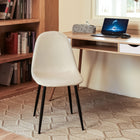FurnitureR - Chaise de Salle à Manger en Tissu, Ivoire Beige- Lot de 4-Construction durable : Les tubes en métal sont finis en noir, offrant la solidité et la durabilité du métal.