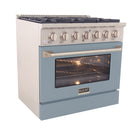 Kucht 36" KNG Series Pro Style Propane Gas Range - Stainless Steel/Light Blue-Sealed burners make the range easy to clean