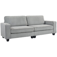 HOMCOM 3 Seater Sofa with Spring Cushion and Cup Holder for Bedroom - Light Grey-Spring pack seat cushions with high-density foam maintain shape over time