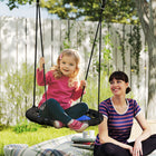 Qaba Kids Saucer Tree Swing - 24" Round - Blue-Breathable mesh is waterproof and washable, ensuring longevity and cleanliness 