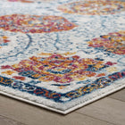 Modway Entourage Kensie Distressed Floral Moroccan Trellis Area Rug - 8 ft W x 10 ft L - Ivory Blue Red Orange Yellow-Gripping Rubber Underside