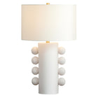 Hudson&Canal Jurrah 27" Tall Ceramic Table Lamp with Fabric Shade - Matte White/White-Paired with a white drum fabric shade