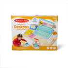 Melissa & Doug, Tableau d'activités en bois Bureau pour travailler et jouer, jouet sensoriel pour bébés et tout-petits -Faites tourner le carnet d'adresses rotatif pour entendre les perles à l'intérieur du tambour, faites tourner le crayon en bois, faites glisser la souris en bois et retournez le haut de la tasse pour afficher le chocolat chaud ou le jus ; pas de pièces détachées, idéal pour les voyages