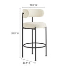 Modway Albie Boucle Fabric Bar Stools - Ivory/Black - 2 Pack-Dense Foam Padding
