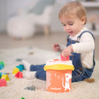 Miniland Feel to Learn: Shape Sorting Bucket - Salmon - Set of 18-Exercise eye-hand coordination and stimulate logical reasoning