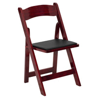 Flash Furniture HERCULES Series Mahogany Wood Folding Chair with Vinyl Padded Seat-Wood Folding Chair
