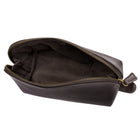 Gry Mattr Vegan Leather Dome Pouch - Small - Chocolate Brown-Brass zipper hardware with dual pull tabs